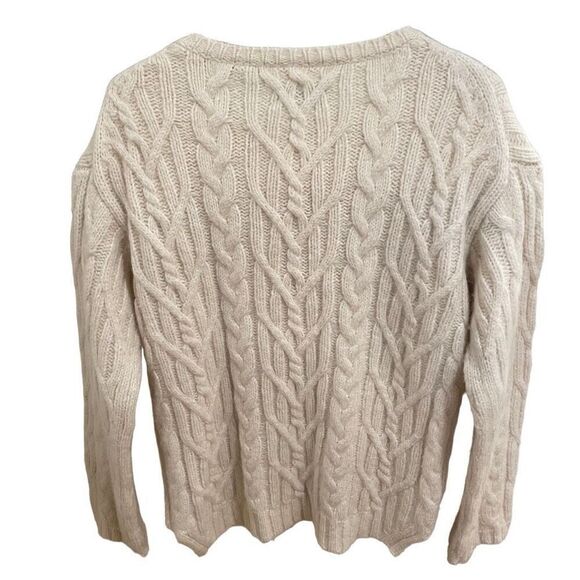 Nili Lotan Womens Sweater XS Alpaca Cable Knit Fisherman Cream Old Money - Picture 2 of 6